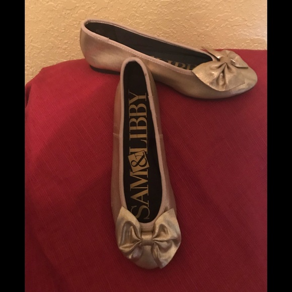 Sam & Libby Shoes - ( FINAL)Gold Flats with Bow
